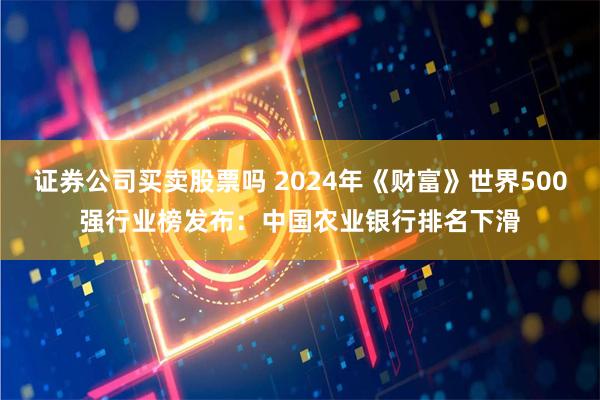 证券公司买卖股票吗 2024年《财富》世界500强行业榜发布：中国农业银行排名下滑